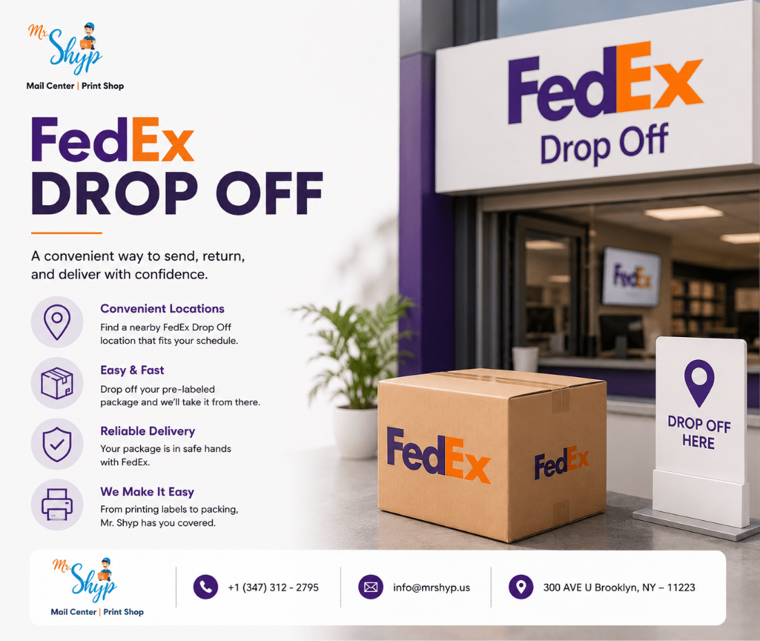 How to prepare a package for FedEx Drop Off with five simple steps: review instructions, print the label, pack securely, include documents, and get ready for drop-off.