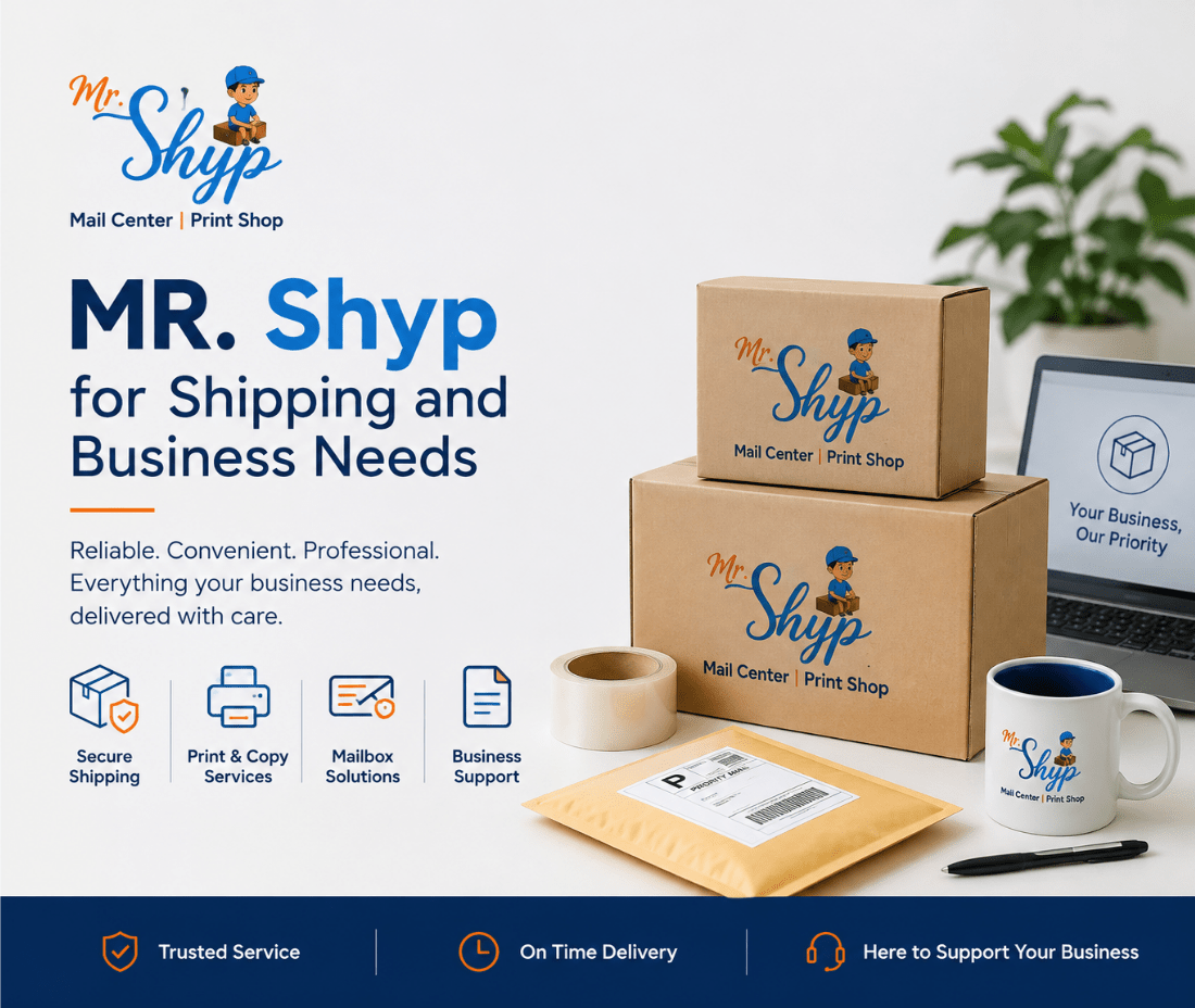 MR. Shyp for shipping and business needs with secure shipping and print services