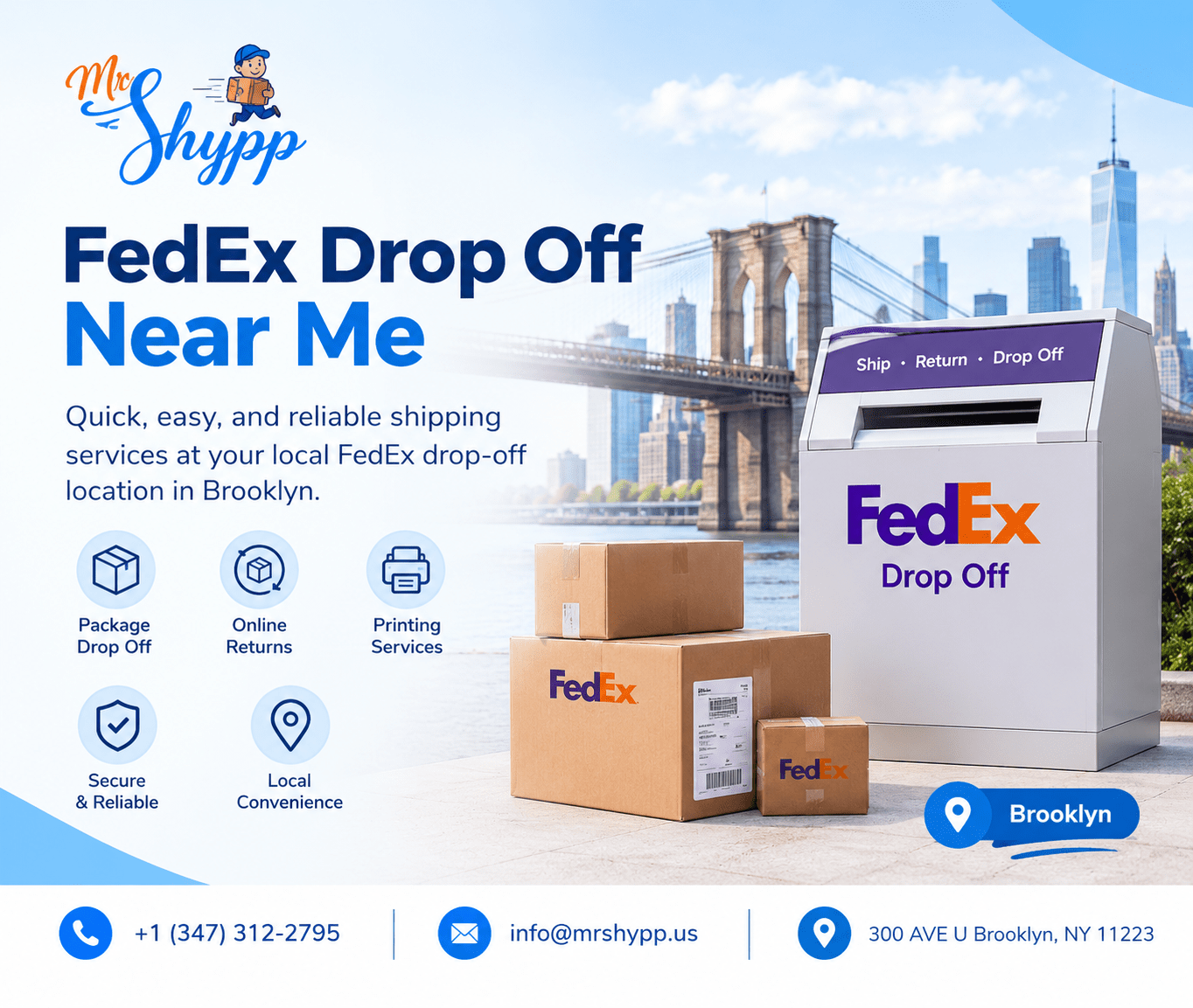 FedEx drop-off services near Brooklyn customers at Mr Shypp.
